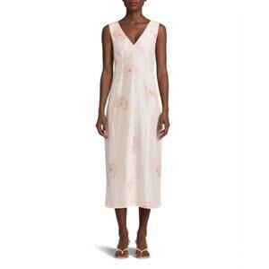 FUTURE COLLECTIVE Dress Size 6 Light Pink Floral Midi V-Neck Sleeveless‎  (NWT)